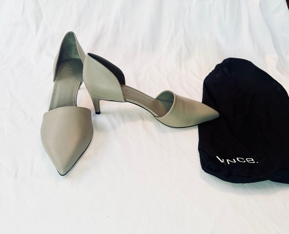 New Vince Vero Curio grey leather kitten heels. Size 7.5M